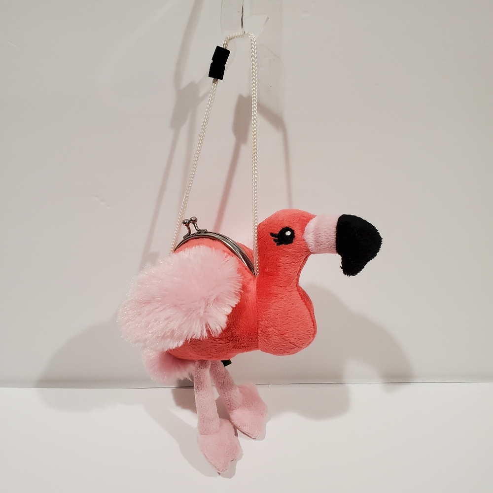 Wild Republic Plush Pink Flamingo Mini Purse Bag Pocketbook With Strap EUC - Picture 13 of 13